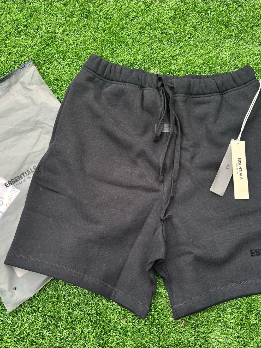 Essentials Men's Black Drawstring Fleece Hybrid Shorts
